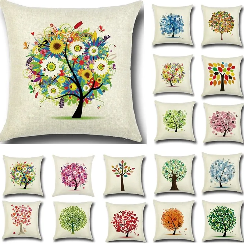 1 шт. цветок дерево шаблон хлопок льняная Подушка крышка чехлы для сидений