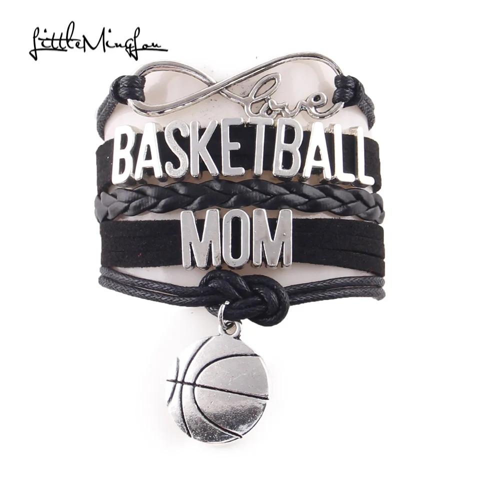 

Infinity Love BASKETBALL MOM Women Bracelet Stacks Basketball Charm Leather Handmade Wrap Bracelet & Bangles For Women Jewelry