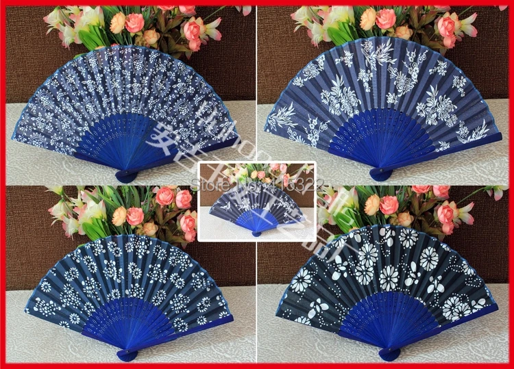 150pcs/lot free shipping assorted flower designs traditional Chinese style wedding hand fan for bride | Дом и сад