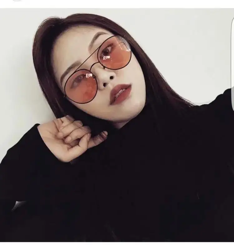 Новые корейские интернет знаменитости солнцезащитные очки ретро оранжевые