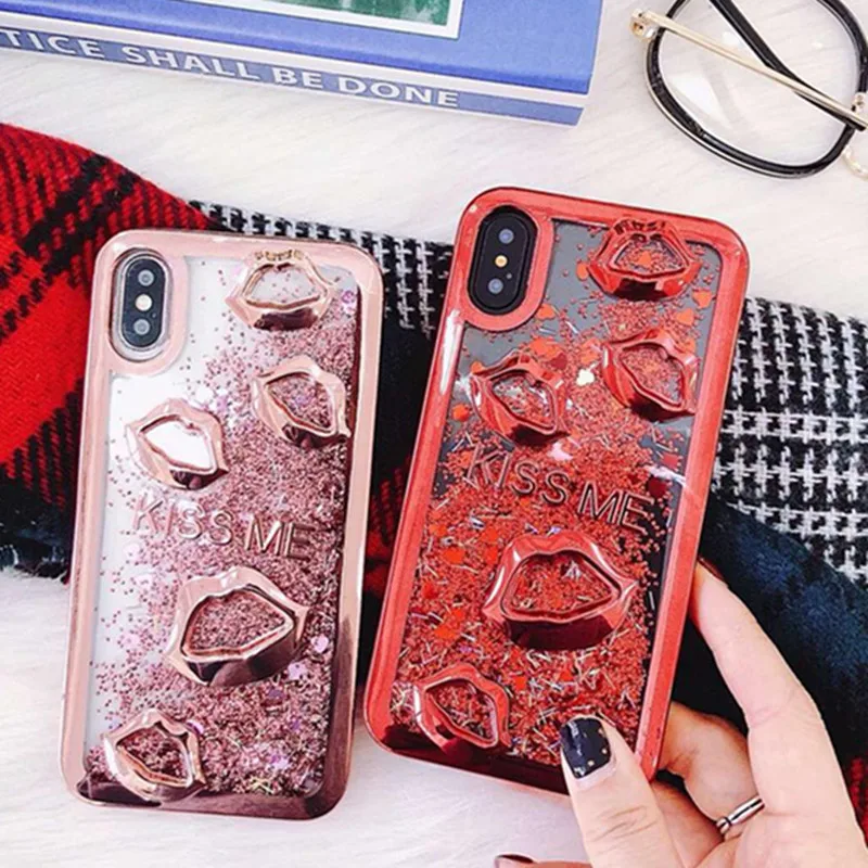 Покрытие жидкость зыбучие пески блеск Чехлы для Iphone 7 8 плюс крышка сексуальные