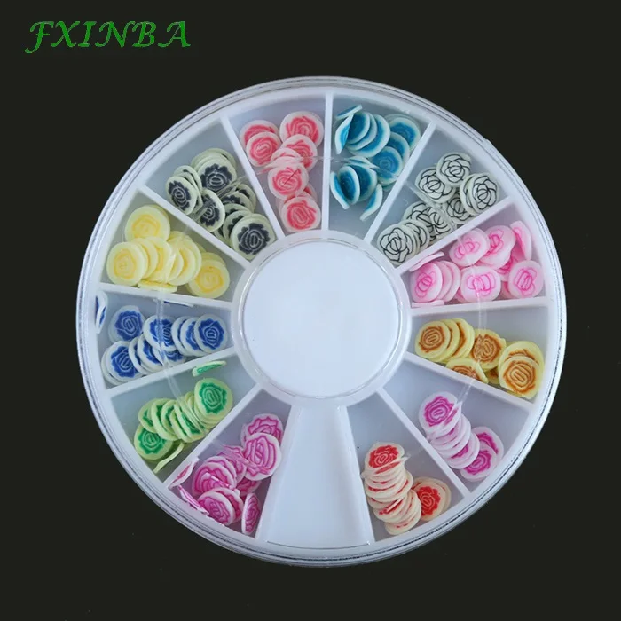 rose FXINBA 12 Тип/Набор Мини фимо фрукты Ломтики для поставки слаймов/ногти искусство советы глины искусственные фрукты ломтики Slimes игрушки Lizun DIY - Цвет: rose