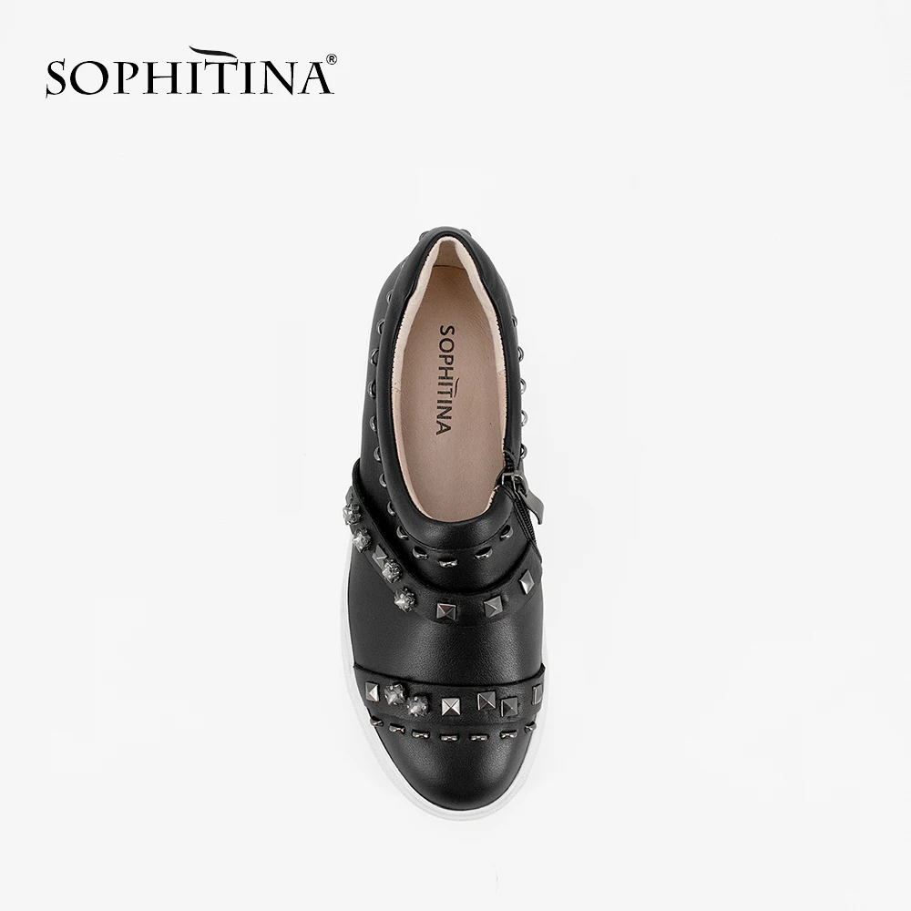 SOPHITINA/модные лоферы с заклепками коллекция 2019 года Цвет Черный