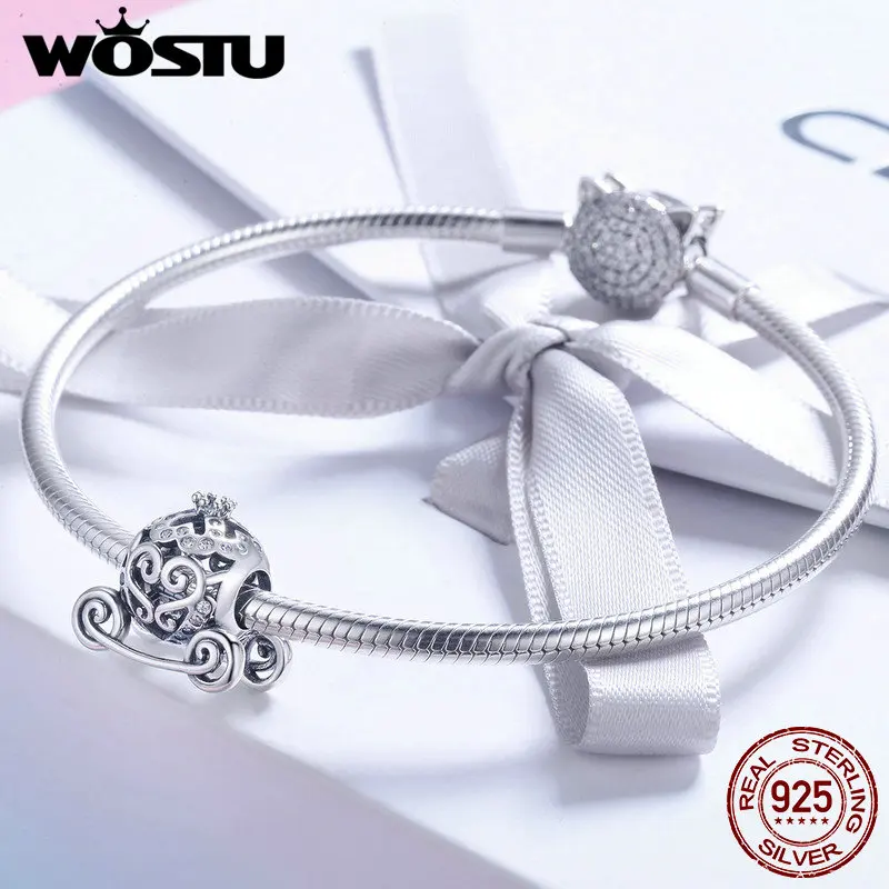 WOSTU Новое поступление Настоящее серебро 925 пробы сказка милая тыква автомобиль