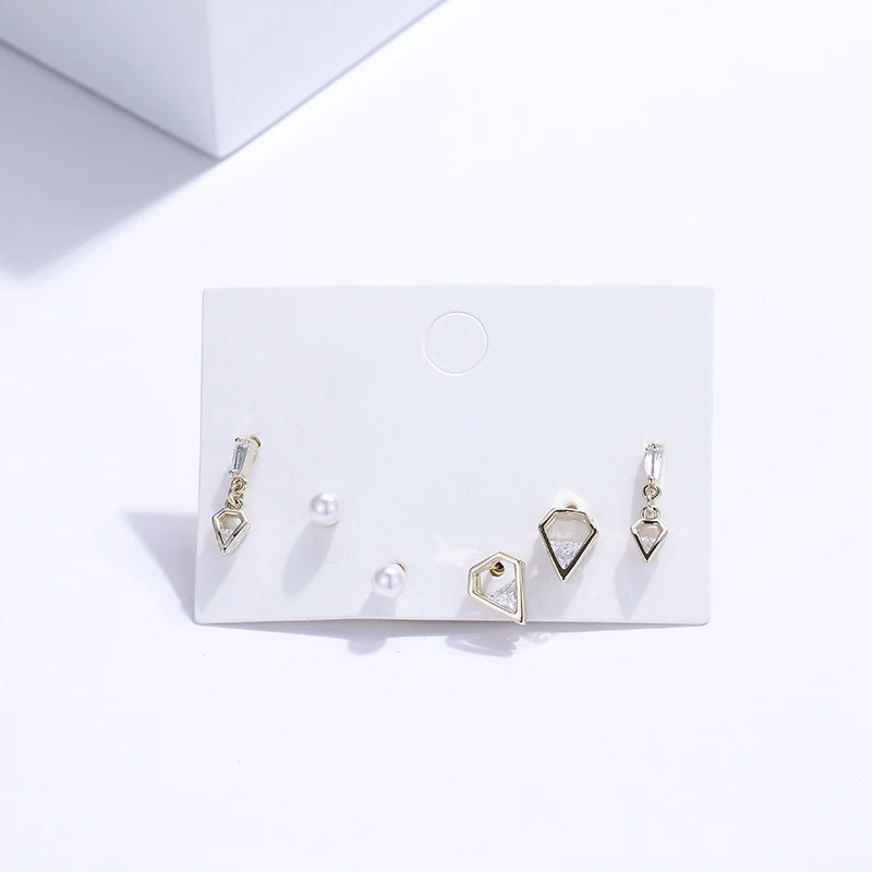 Yhpup Trendy Exquisite Bling CZ Copper Stud Earrings Imitation Pearls Rhinestone S925 Jewelry for Girl Women Party Jewelry