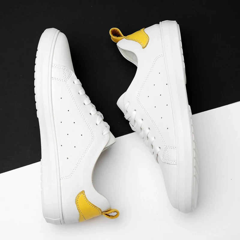 

2019 new men' shoes casual genuine leather male flats sneakers white & black shoe man platform shoes for men hot sale size 36-45