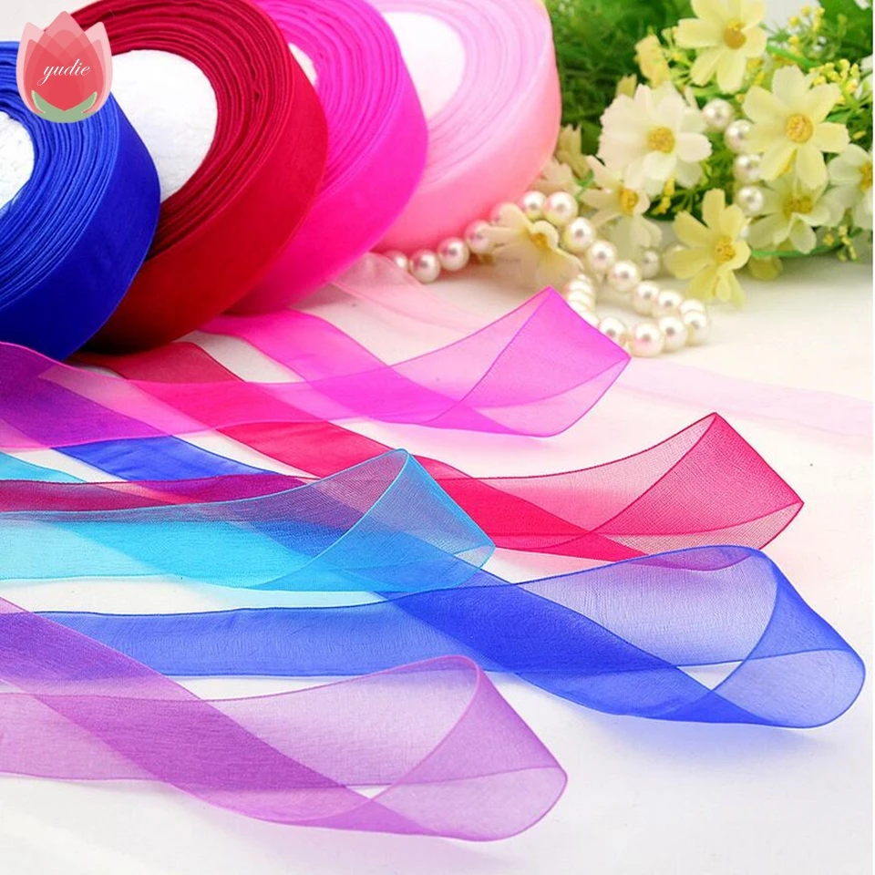 50 ярдов/рулоны 25 мм 44 м|ribbon tie|organza ribbon wholesaleribbon organza |