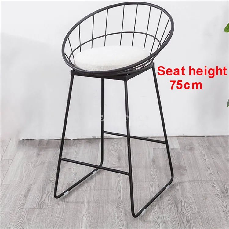 Black-H75cm 65 см/75 см высота сиденья барный стул современный золотой черный металлический счетчик стул Железный искусство мягкая подушка Европейская Кофейня высокий табурет - Цвет: Black-H75cm