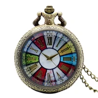 colorful dial roman numerals transparent cover quartz pocket watch 80cm necklace ladies fob watches 2020 new women clock gift