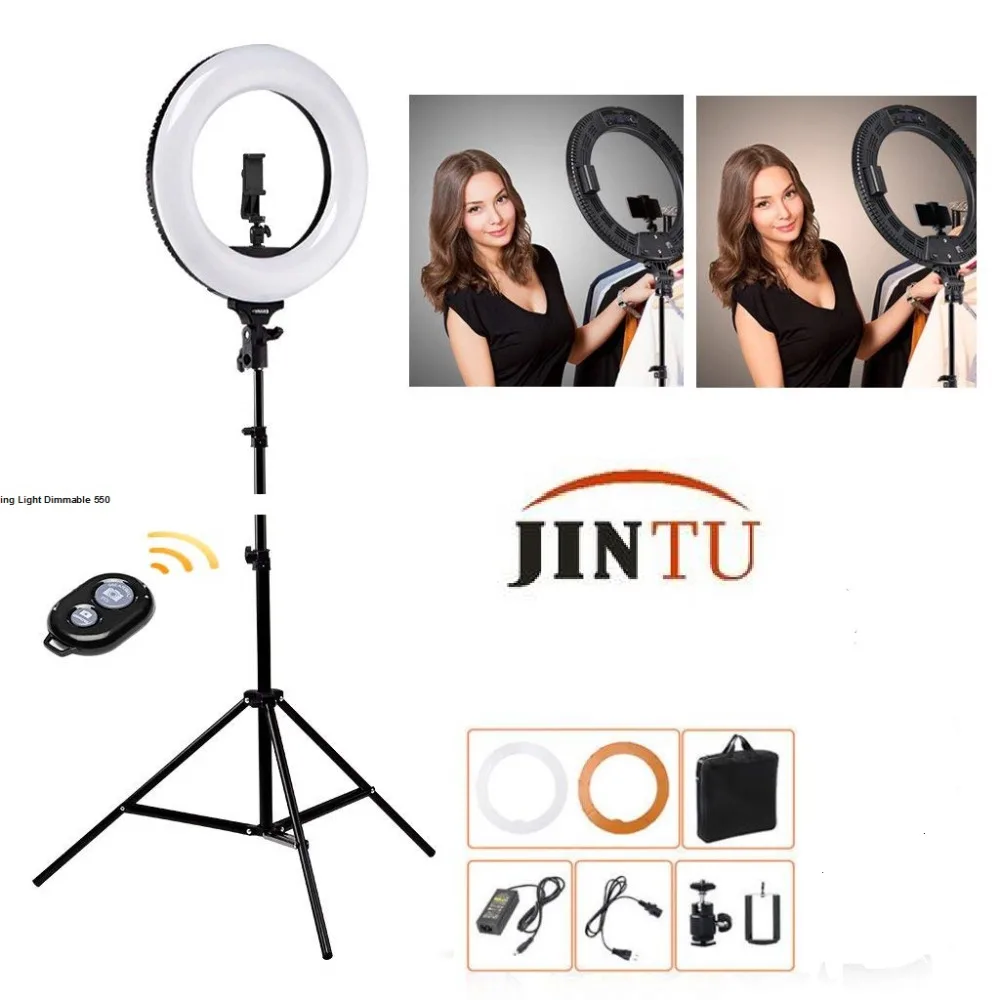 JINTU 18 &quotLED видео кольцо света с зеркалом + Bluetooth пульт Штатив для DSLR &amp iPhone Android