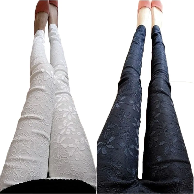 Летние модные эластичные тонкие кружевные строченные брюки-карандаш узкие брюки