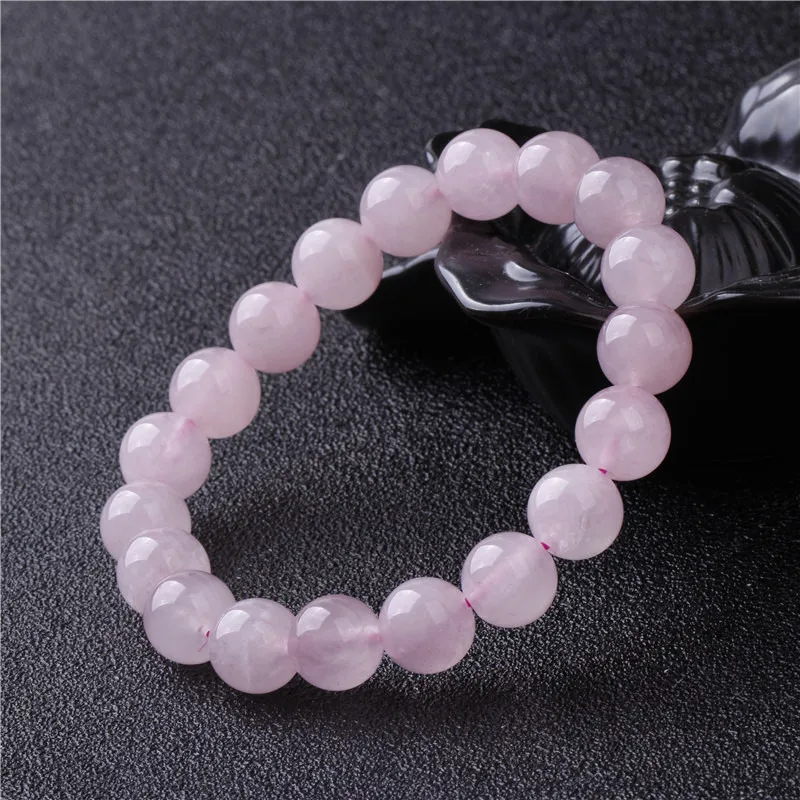Wholesale Pink Powder crystal Quartz Natural Stone Streche Bracelet Elastic Cord Pulserase Jewelry Beads Lovers woman Gift