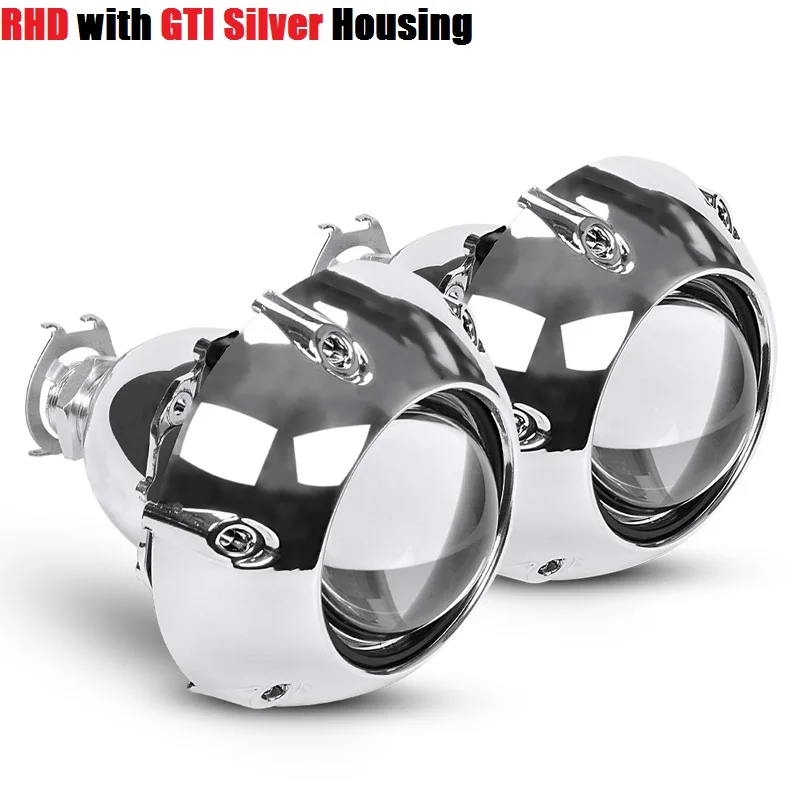 RHD with GTI Housing 2,5 дюймов, брендовые Автомобильные фары, стильные кожухи, HID линзы проектора bi xenon, модифицированный H4 H7 адаптер, фары, лампы H1 - Цвет: RHD with GTI Housing