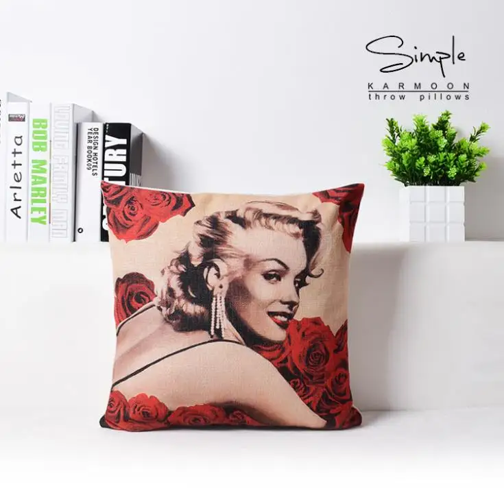 Декоративные подушки для дивана Marylin Monroe наволочки цветов красные цветочные 45x45