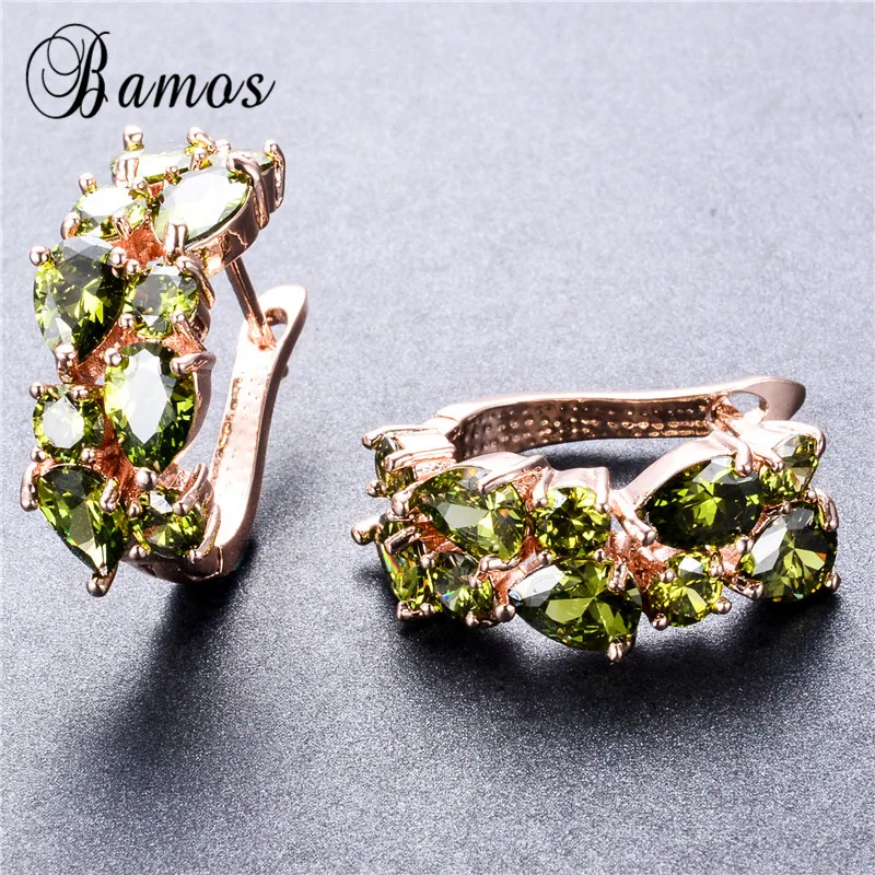 Женские серьги-гвоздики Bamos элегантные серьги из розового золота Оливкового