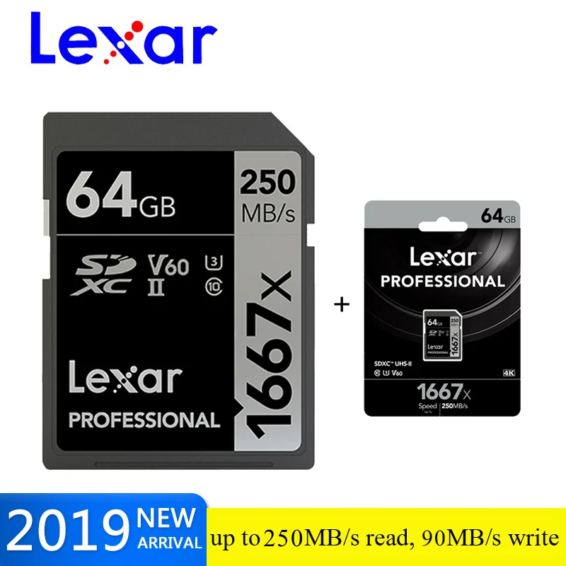 Lexar карты памяти 1667X V60 250 МБ/с. флэш-память sd карты s 64 Гб 128 UHS-II U3 micro sd карты 256 ГБ SDXC Для 3D 4K HD видео