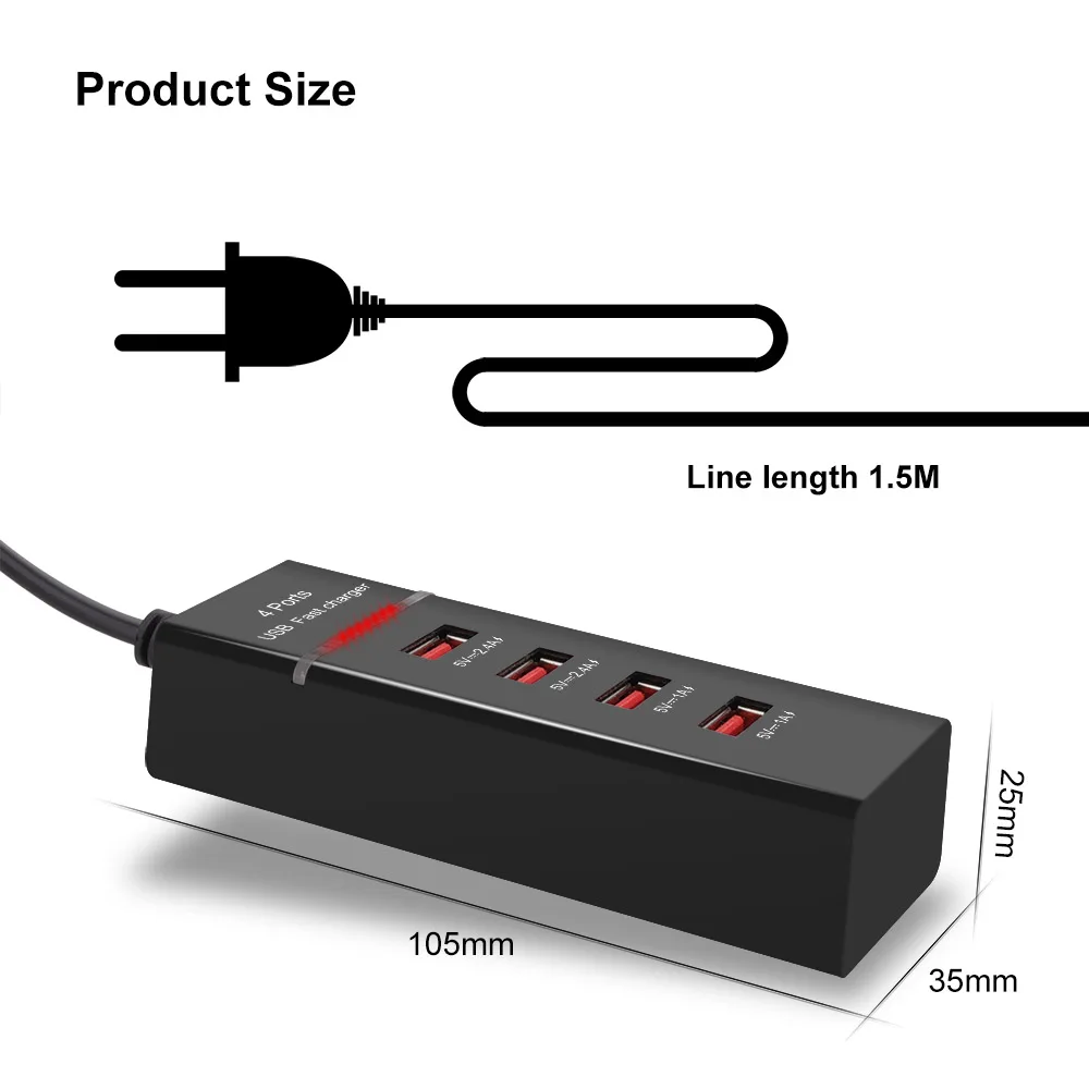 DCAE 4 USB зарядное устройство светодиодное настенное быстрая зарядка для