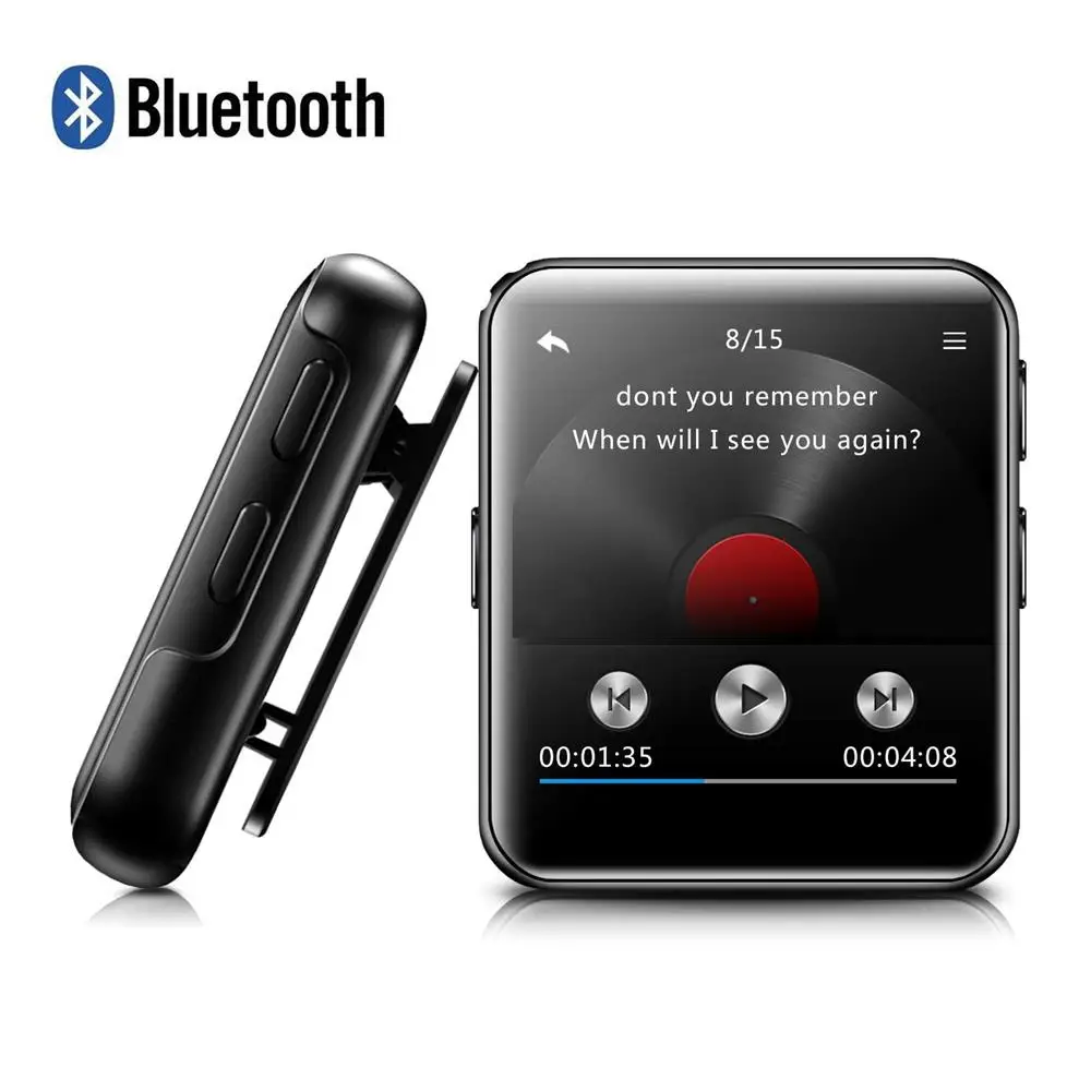 MP3-плеер Bluetooth 4,2 с зажимом HiFi металлический аудио музыкальный плеер с FM, рекордер сенсорный экран запястье MP3-плеер для бега