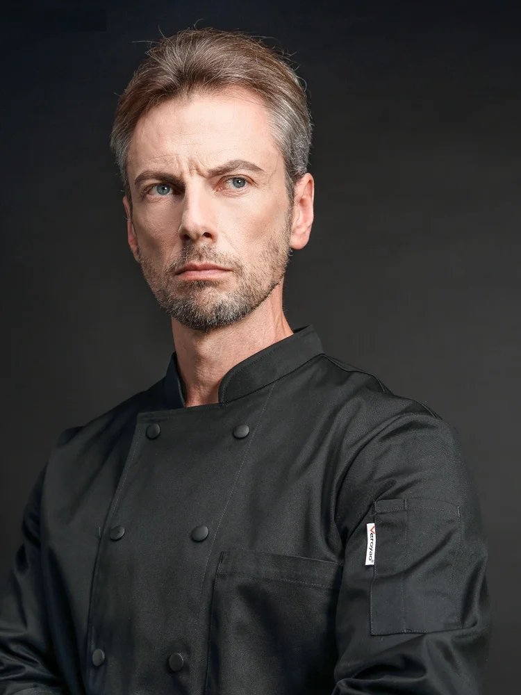 Черная куртка шеф повара с фартуком для ресторана кухни одежда отеля комплект из