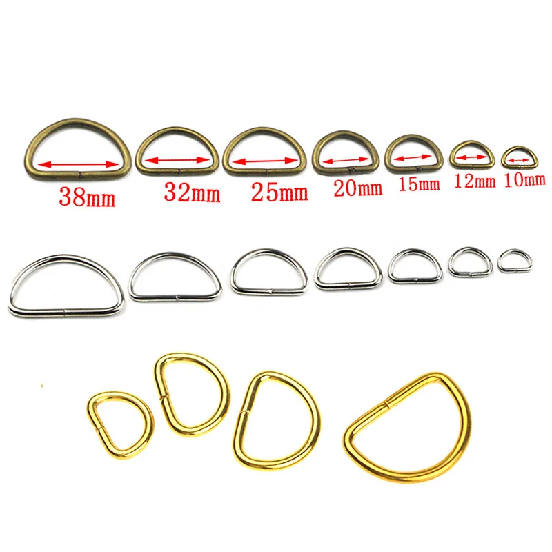 

10pcs 100pcs Metal Non-Welded D Ring Adjustable Buckle For Backpacks Straps shoes Bags Cat Dog Collar Dee Buckles DIY Accessorie