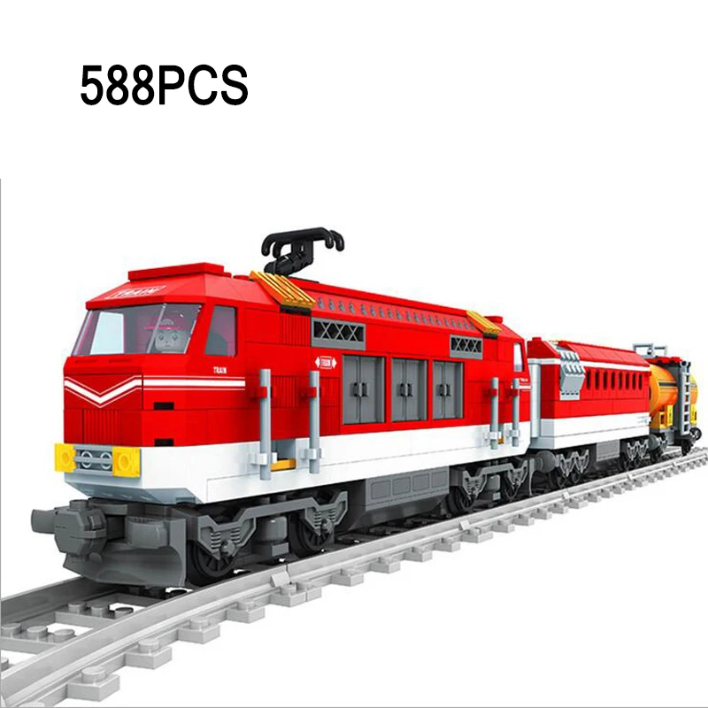 Совместимый Legoed городской поезд трек вагон грузовой железной дороги паровой