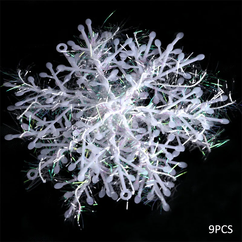 Snowflake 9pcs Рождественские елочные украшения мультяшная Рождественская кукла Снежинка плед Санта Клаус лося кукла для дома подарки на год - Цвет: Snowflake 9pcs
