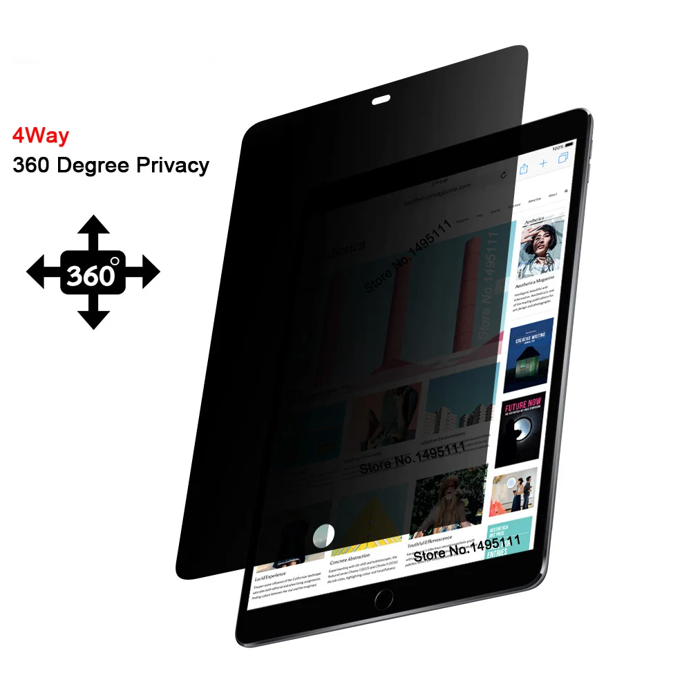 PET 360 градусов Фильтр конфиденциальности для нового iPad 9 7 &quot2017 2018/Air 2/Pro дюймов