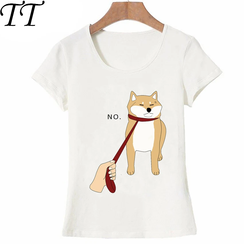 Женская футболка с абстрактной собачкой Shiba Inu летняя повседневная без рисунка
