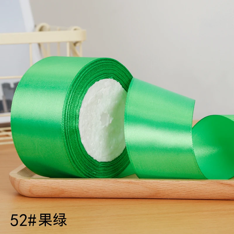 22 метра/рулон 2 дюйма = 5 см шелковые атласные ленты DIY Искусственные розы цветы Свадьба День Рождения Вечеринка Конфеты Подарочная коробка Упаковка Ленты - Цвет: Fruit Green