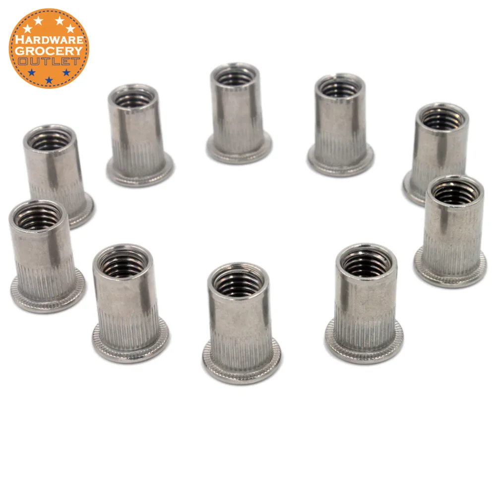 

Metal Flat Head Blind Rivet Nuts Rivnut Insert Nutserts, Flat Head stainless Rivet Nut Blind Insert Nut, 10PCS