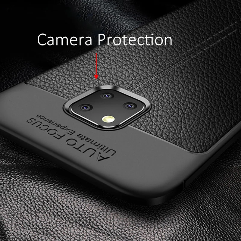 Ударопрочный чехол для huawei mate 20 Pro, чехол с кожаной текстурой, мягкий защитный бампер из ТПУ, резиновый матовый чехол для huawei mate 20