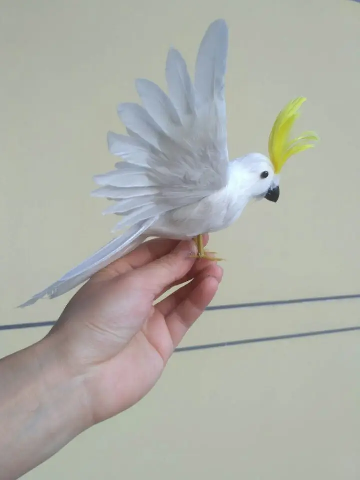 

small cute simulation bird toy polyethylene & furs wings white cockatoo bird doll gift about 20x28cm 2181