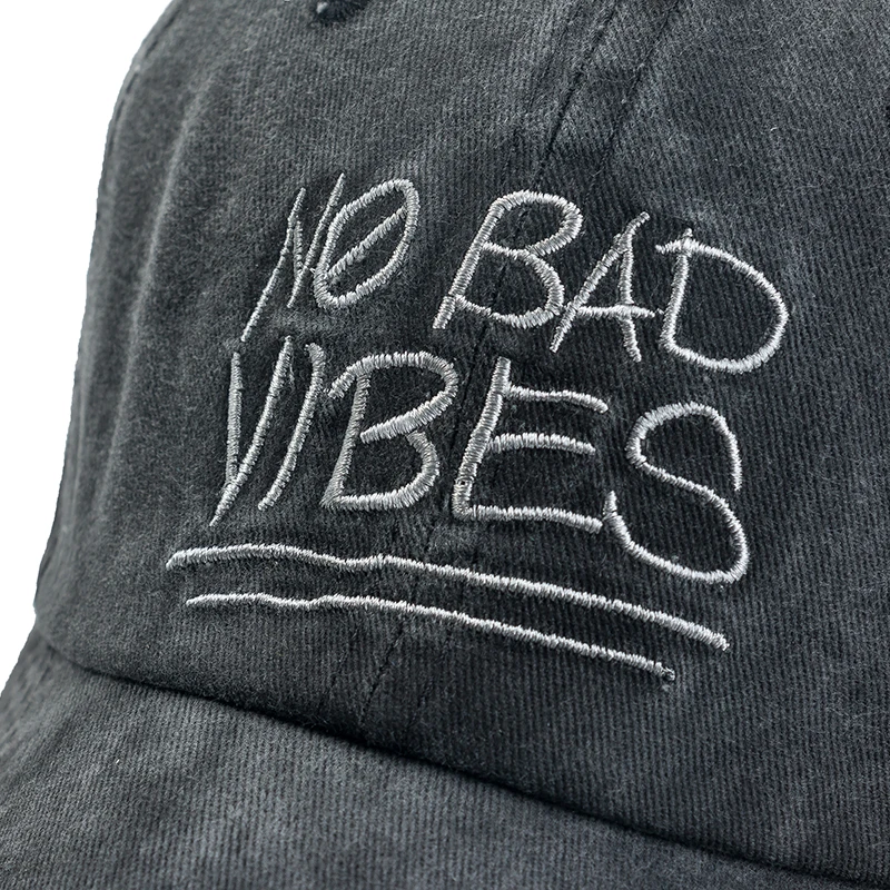 Унисекс Высокое качество без Bad Vibes 3D вышитая бейсбольная кепка промытый
