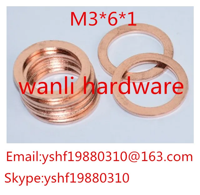 

100pcs M3*6*1 M3*6 T2 copper flat washer gaskets