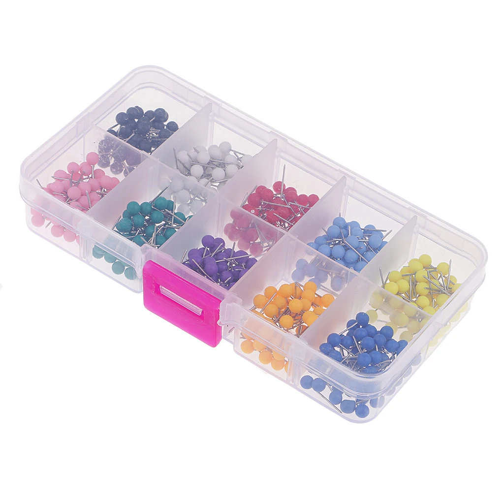 A Box of 500pcs Plastic Round Head Push Pins Office Drawing Map Tacks Thumbtack | Дом и сад