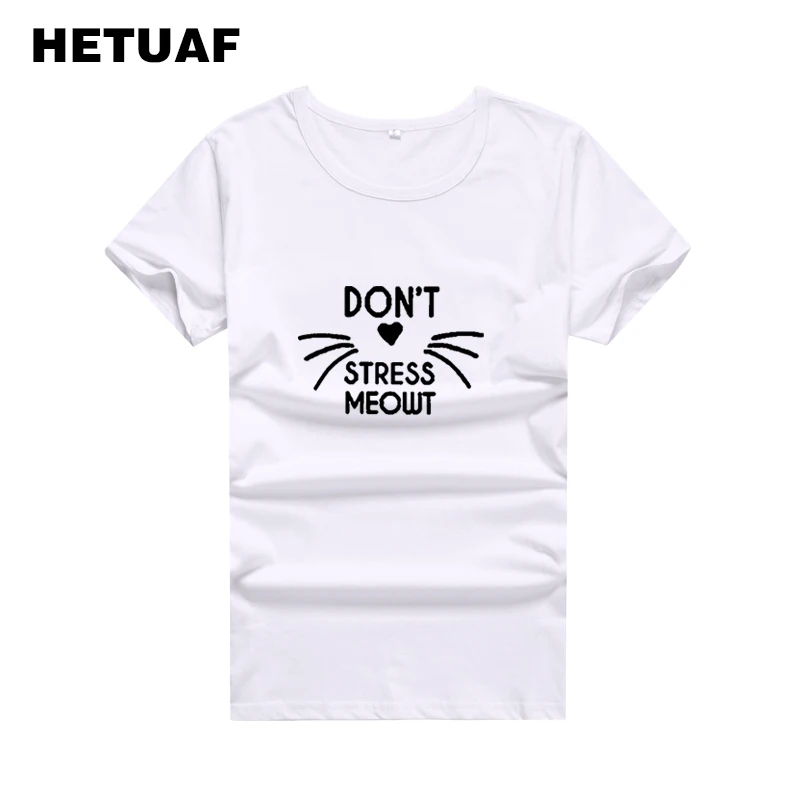 HETUAF не стресс MEOWT кошка любит принтовые тройники Для женщин 2018 Kawaii футболка Hipster