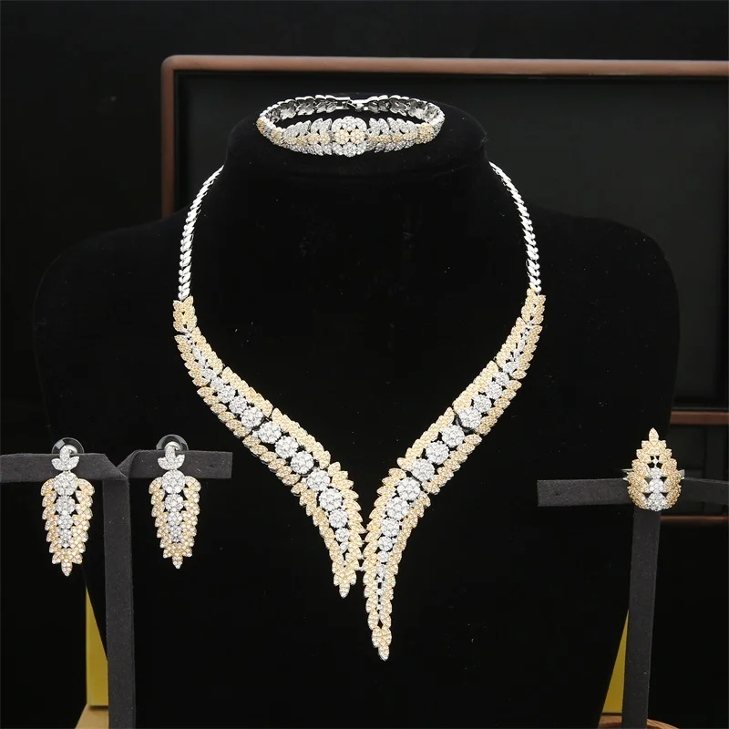 Большой роскошный золотой комплект из 4 предметов нигерийское ожерелье