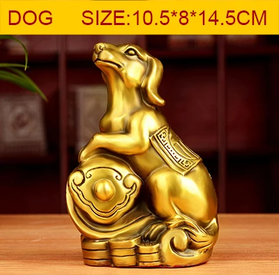 DOG FENGSHUI ручной работы Китайский Зодиак Животные Овцы Дракон Тигр собака кролик лошадь Обезьяна свинья петух змея Крыса Бык Коллекционная статуя - Цвет: DOG