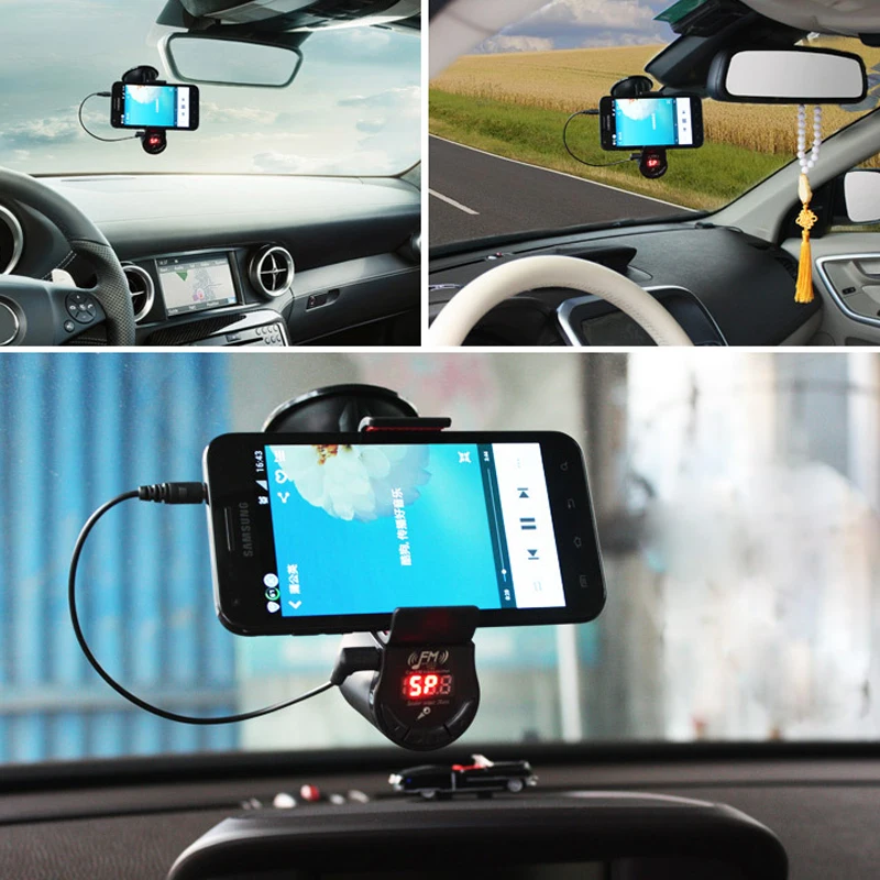 Универсальный автомобильный держатель для смартфона с зарядкой Bluetooth Handsfree Fm