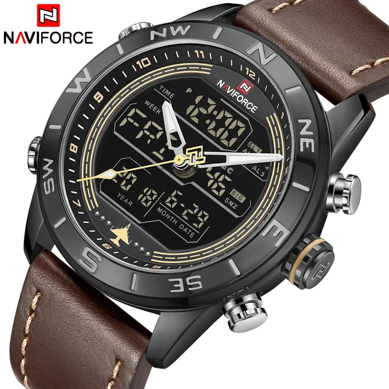 Часы NAVIFORCE мужские спортивные армейские в стиле милитари кварцевые аналоговые
