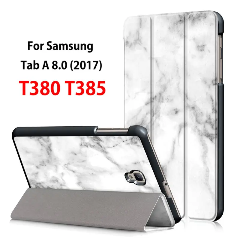 D060 Чехол для samsung Galaxy Tab A 8,0 T380 T385 8,0 дюймов, чехол Funda для планшета из искусственной кожи, откидной Чехол-подставка+ пленка+ ручка - Цвет: D060