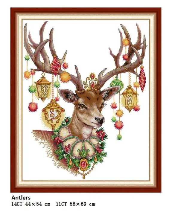 Cross-stitch DA312 Вышивка с рогами, животная живопись, Счетный Набор для вышивки крестом, напечатанный на холсте, DMC 11CT 14CT, китайское рукоделие, набор - Цвет: Cross-stitch DA312