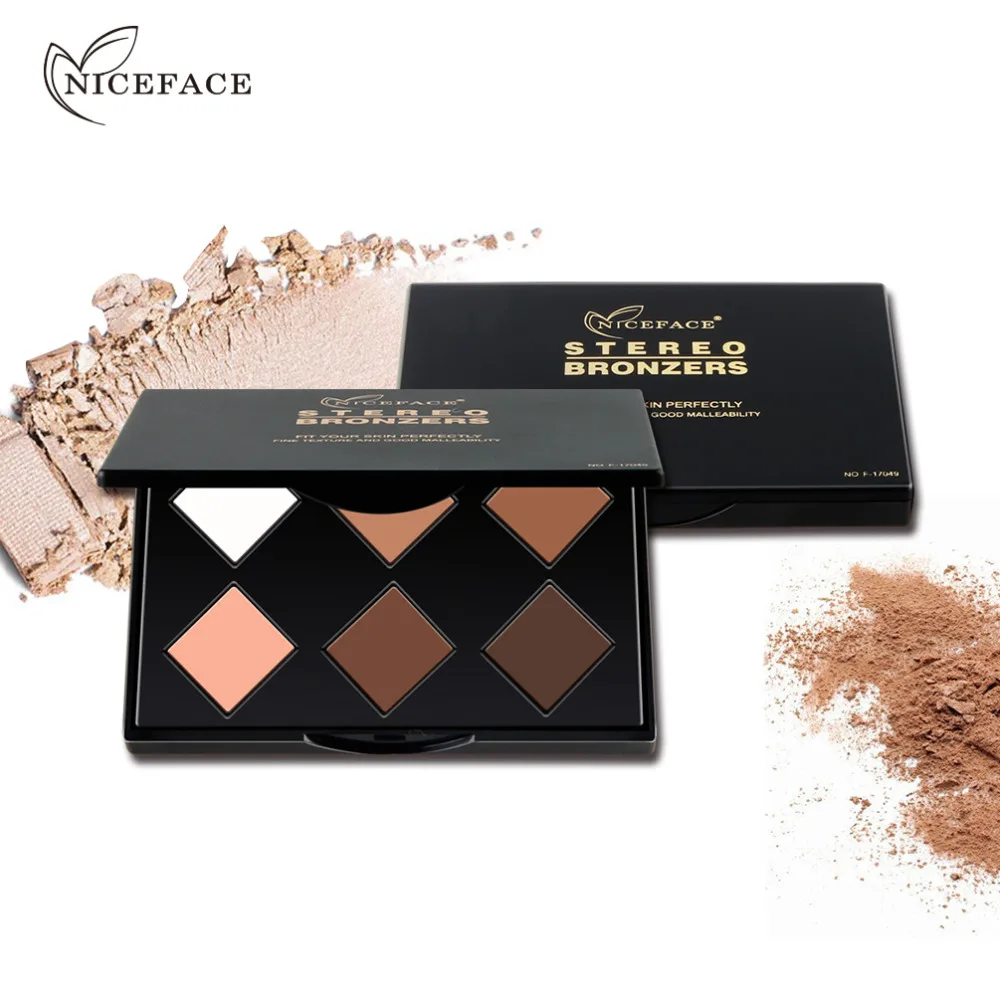NICEFACE 6 цветов контур лица хайлайтер бронзатор прессованный порошок Палитра