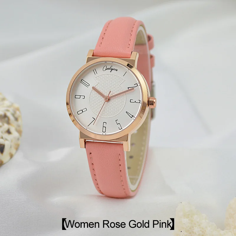 Onlyou Марка Женщины Мужчины Часы Кварцевые Кожаный Ремешок Мода Повседневная