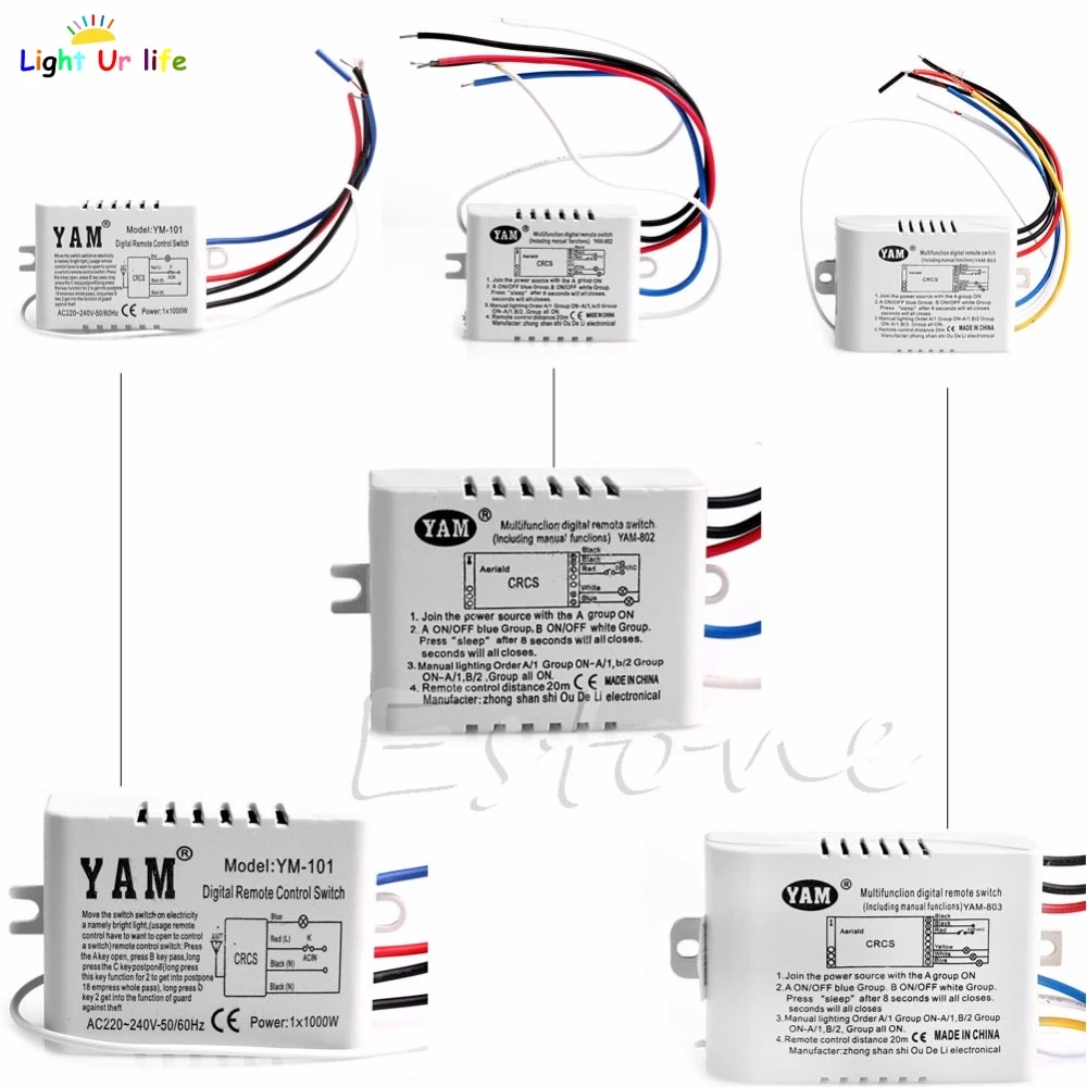 220V 1/2/3 способа Беспроводной на включение/выключение лампы дистанционного Управление переключатель приемник передатчика-25