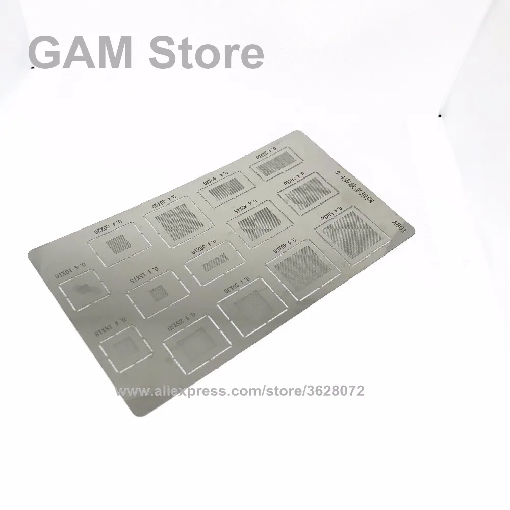 

Universal 0.4 BGA Stencil Multi Function Versatile For Phone IC Chip Reballing Pin Soldering Heat Template Tin Plant Net A801