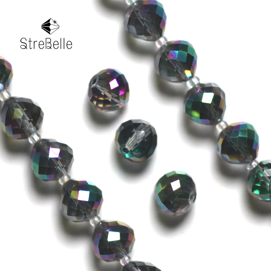 2020 new green plating heart shape crystal glass Loose Spacer DIY Jewelry Beads