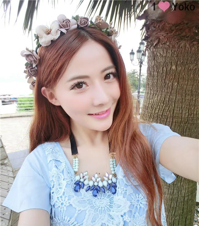 Для женщин свадебные Розы Цветочный венок ободок и запястья Свадебные Украшения