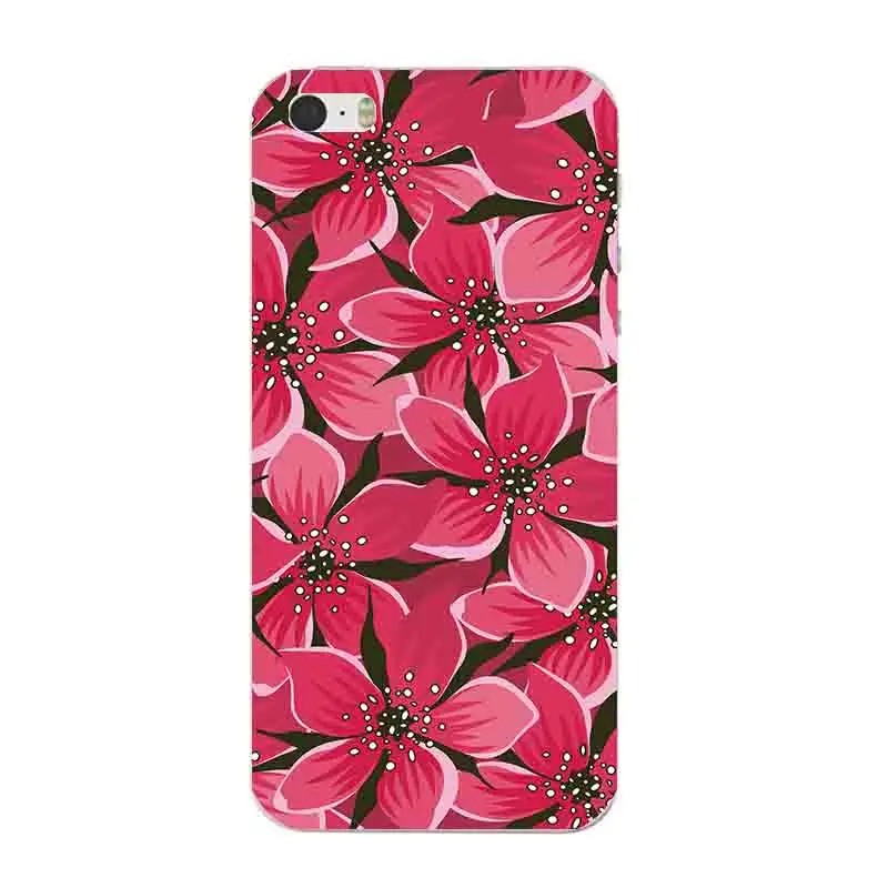 For iPhone SE Phone Case 5G 5S Cover 4.0 Inch 5C Shell Soft TPU Flowering Design Painted Coque | Мобильные телефоны и