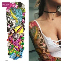 full sleeve arm temporary tattoo oriental dragon lotus flowers mens womens